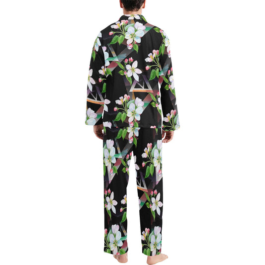 Apple blossom Pattern Print Design AB07 Men's Long Pajama Set