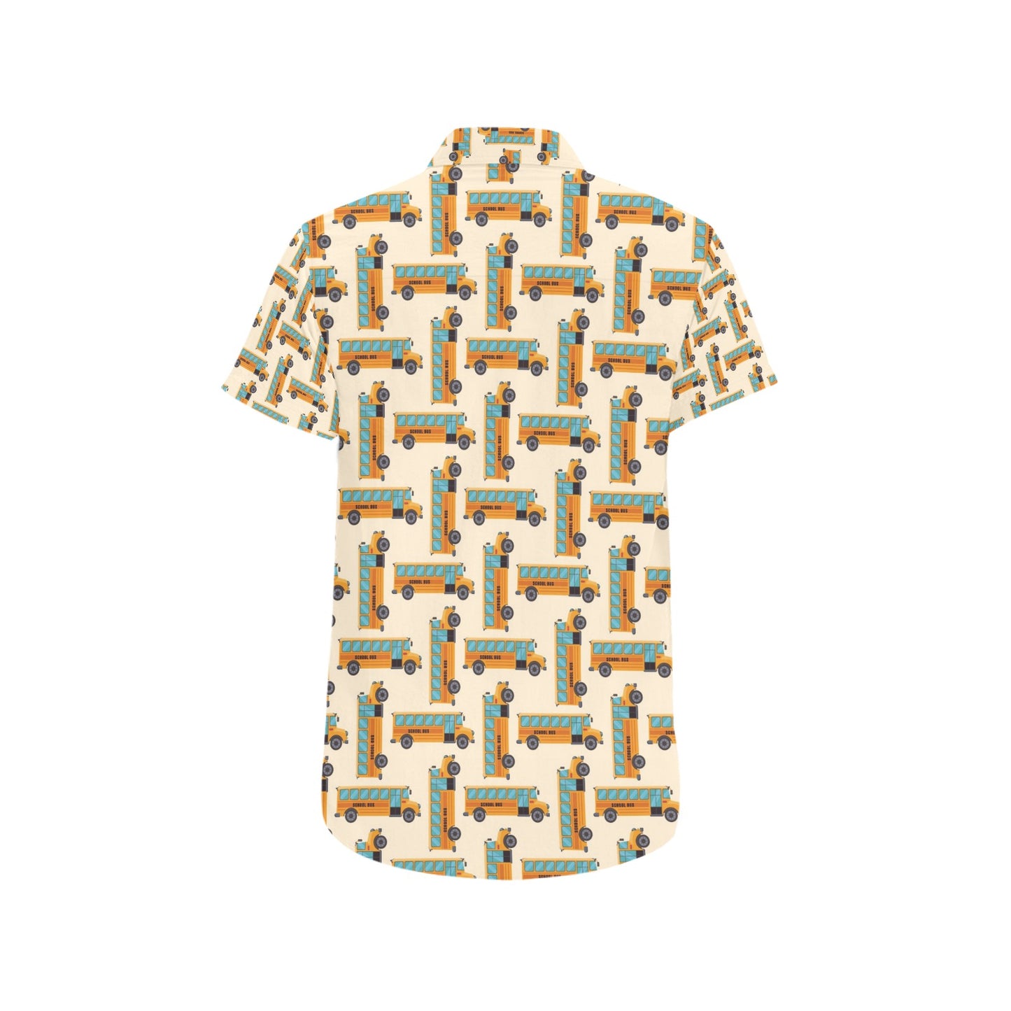 School Bus Print Design LKS305 Men Short Sleeve Button Up Shirt