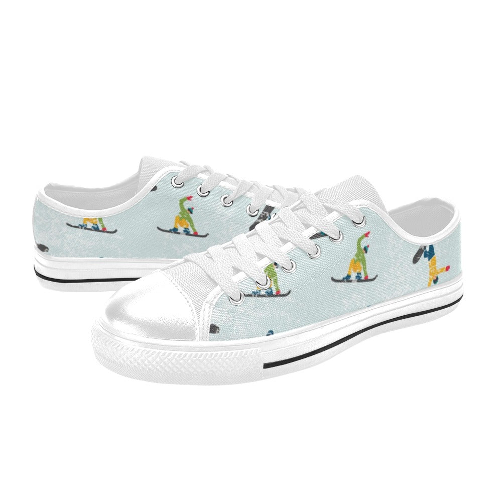 Snowboard Print Design LKS304 Canvas Men's Low Top Shoes