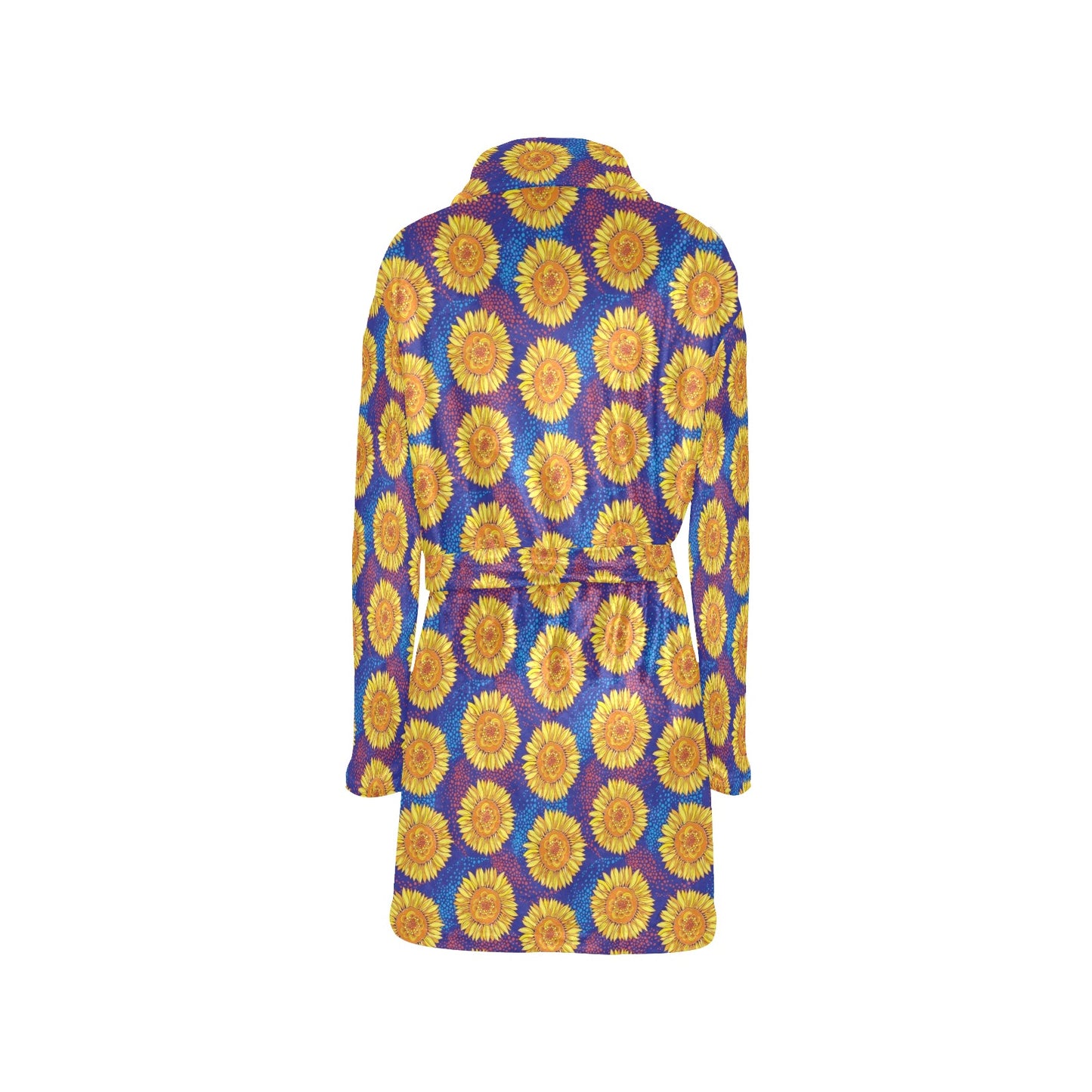 Sunflower Hand Drawn Style Print Women's Fleece Robe