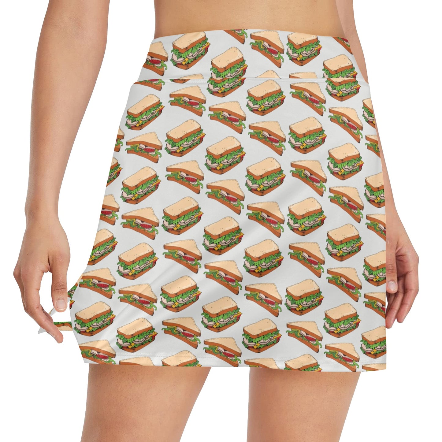 Sandwich Print Design LKS302 Women's Golf Skirt with Pocket