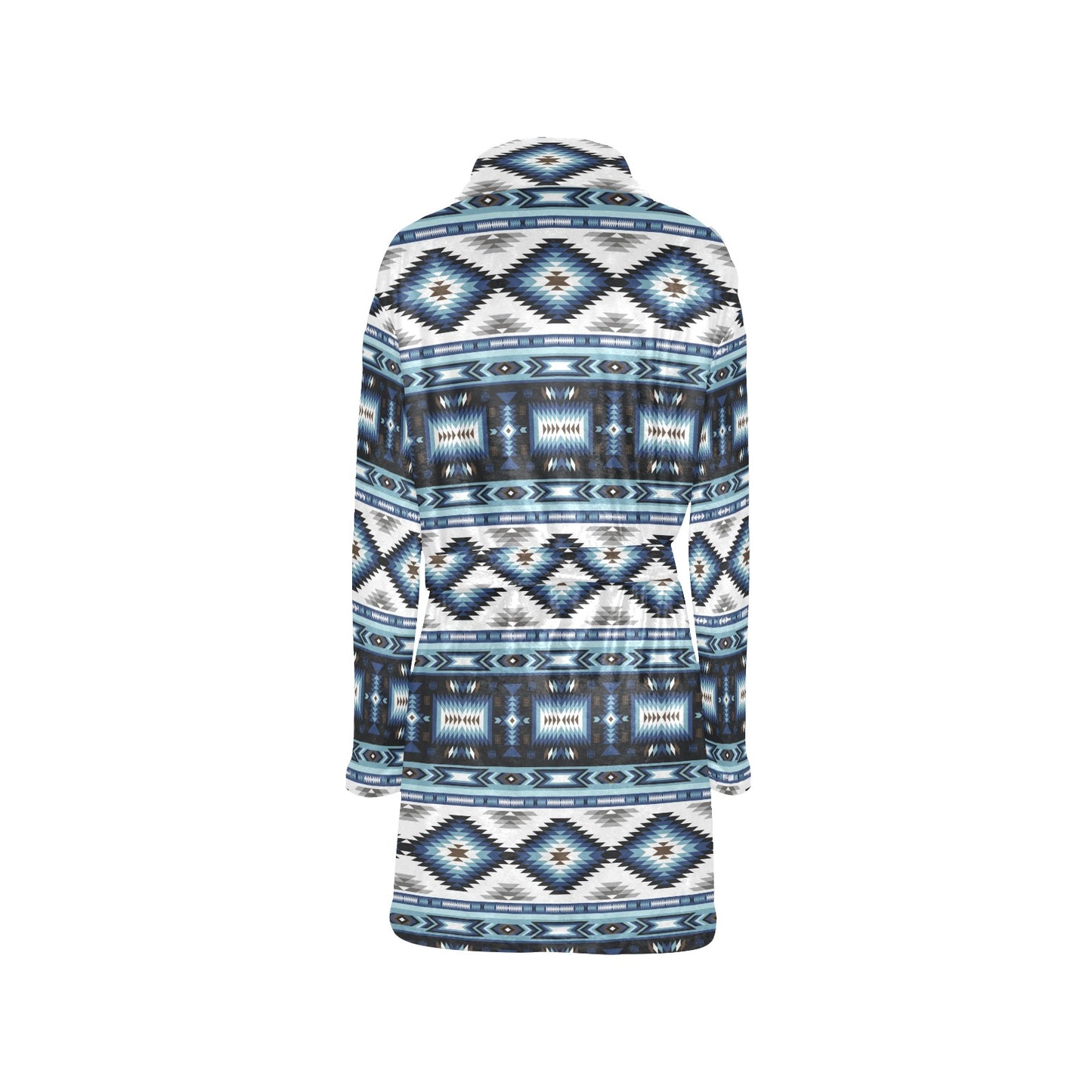 Navajo Dark Blue Print Pattern Women's Fleece Robe