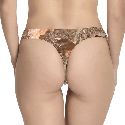 Camo Realistic Tree Forest Autumn Print Women's Thongs