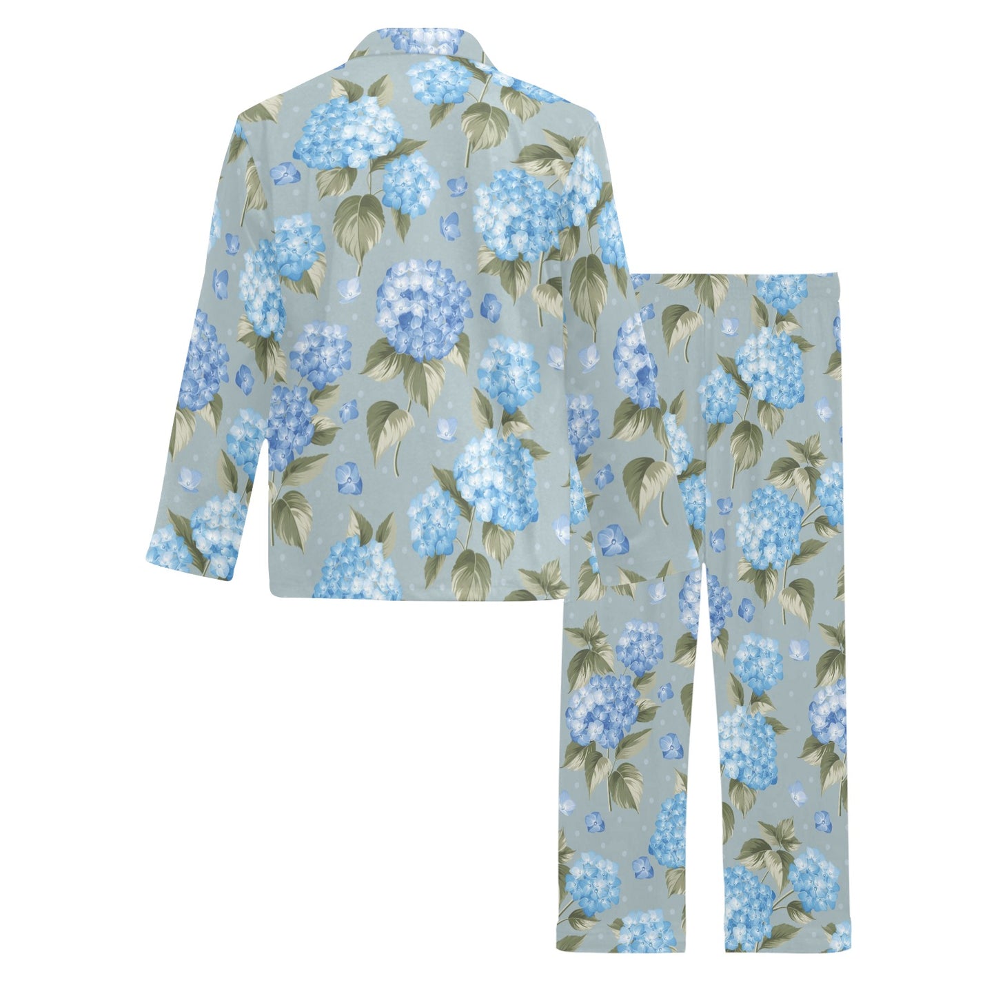Hydrangea Pattern Print Design 01 Men's Long Pajama Set