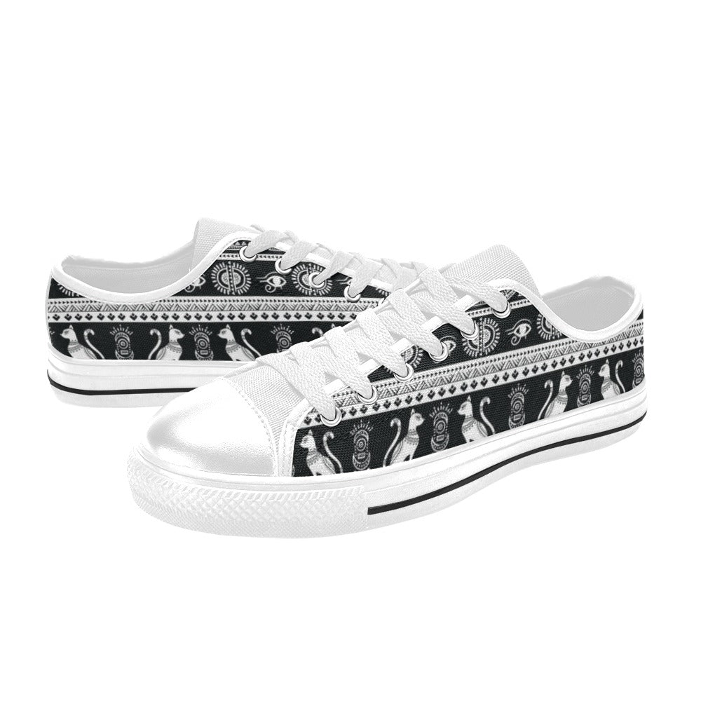 Tribal Pattern Print Design LKS305 Women's White Low Top Shoes