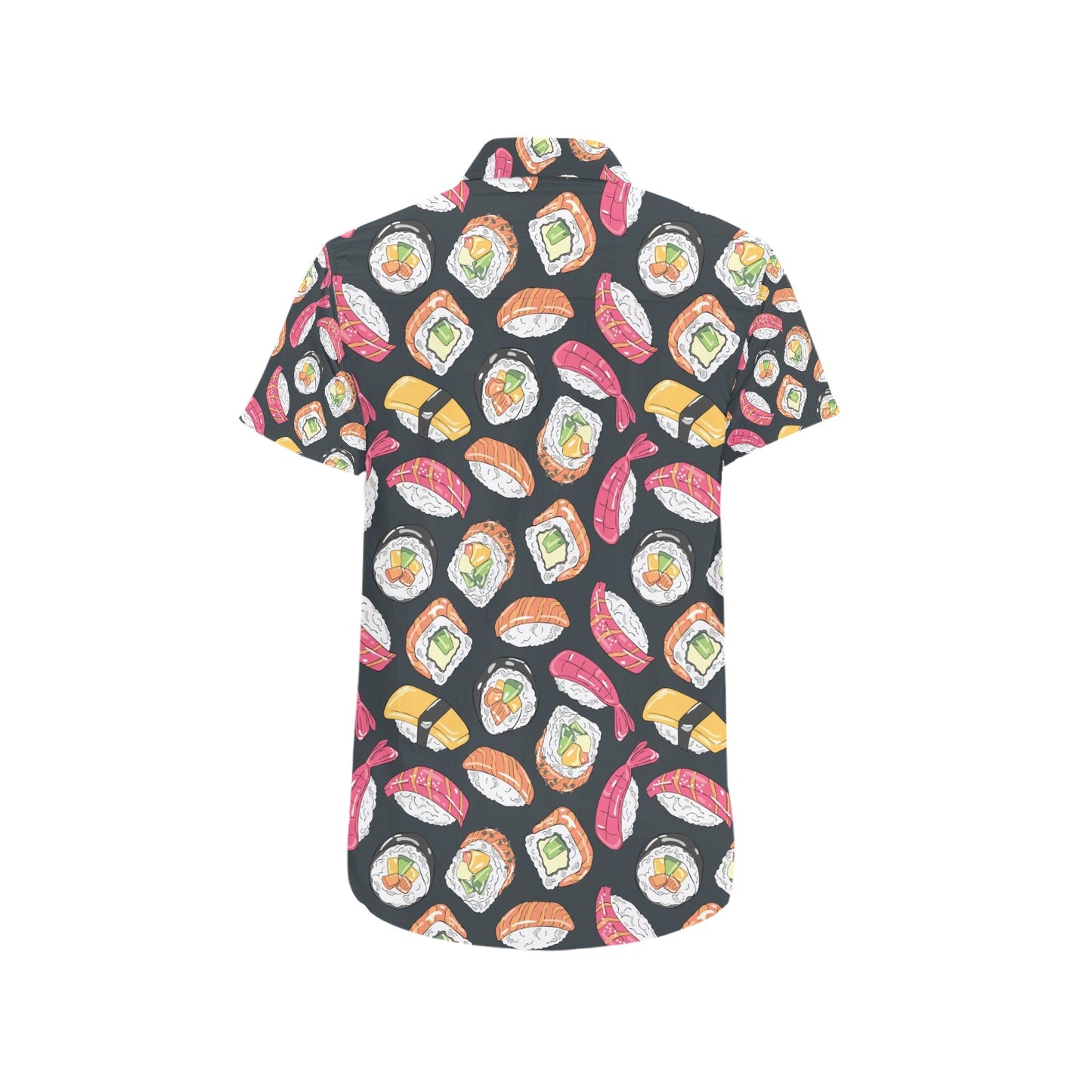 Sushi Print Design LKS306 Men Short Sleeve Button Up Shirt