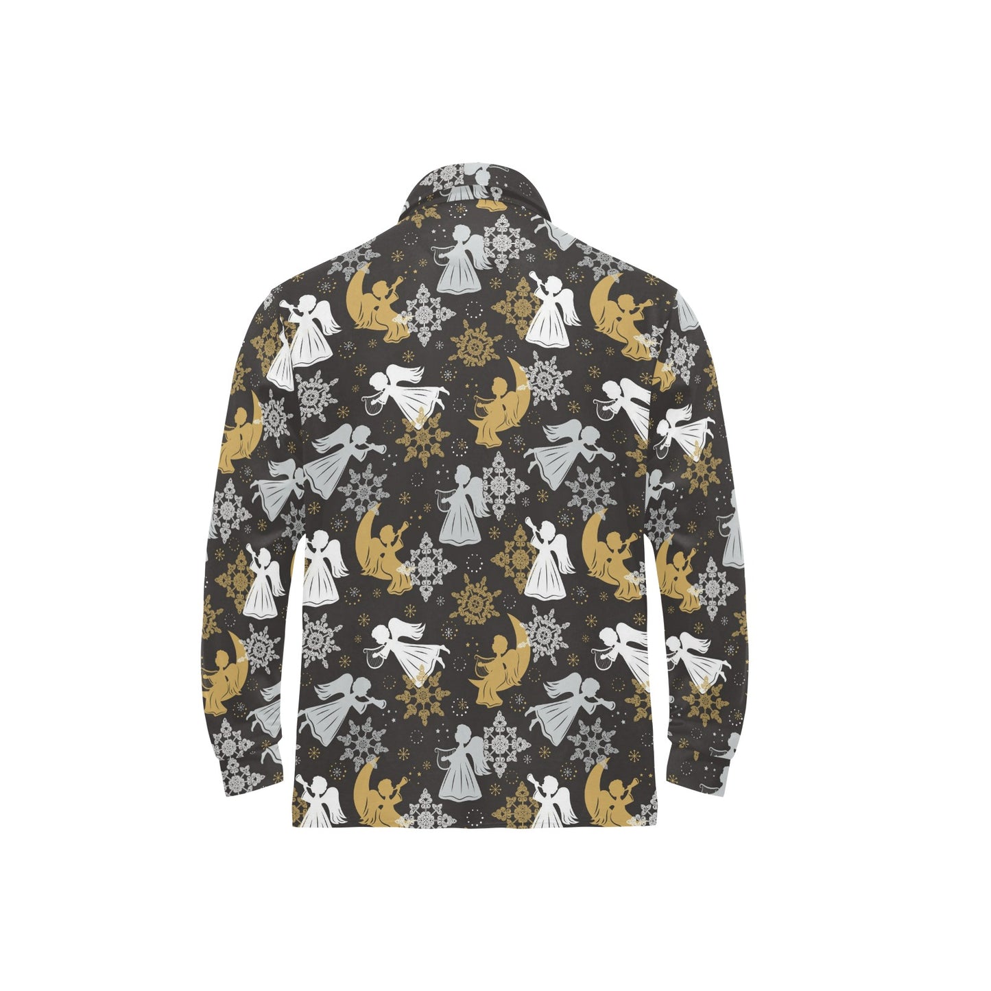 Angel Pattern Print Design 04 Long Sleeve Polo Shirt For Men's