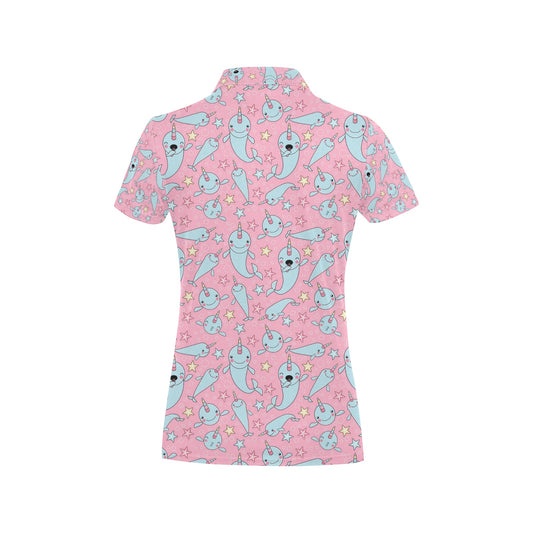 Narwhal Cartoon Cute Print Women's Polo Shirt