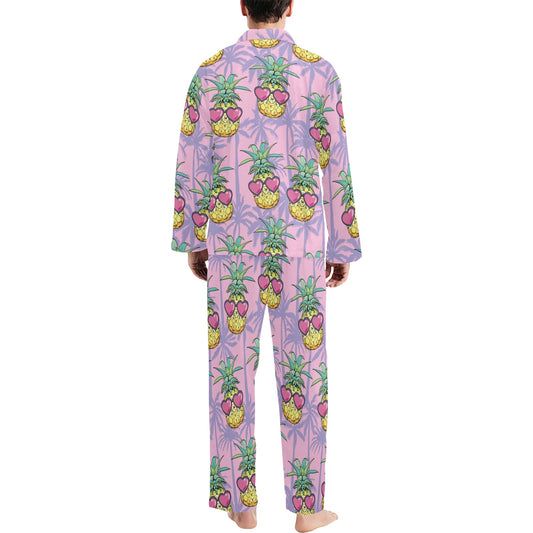 Pineapple Pattern Print Design PP06 Men's Long Pajama Set