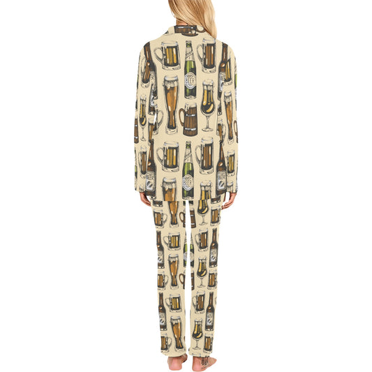 Beer Pattern Print Design 04 Women's Long Pajama Set