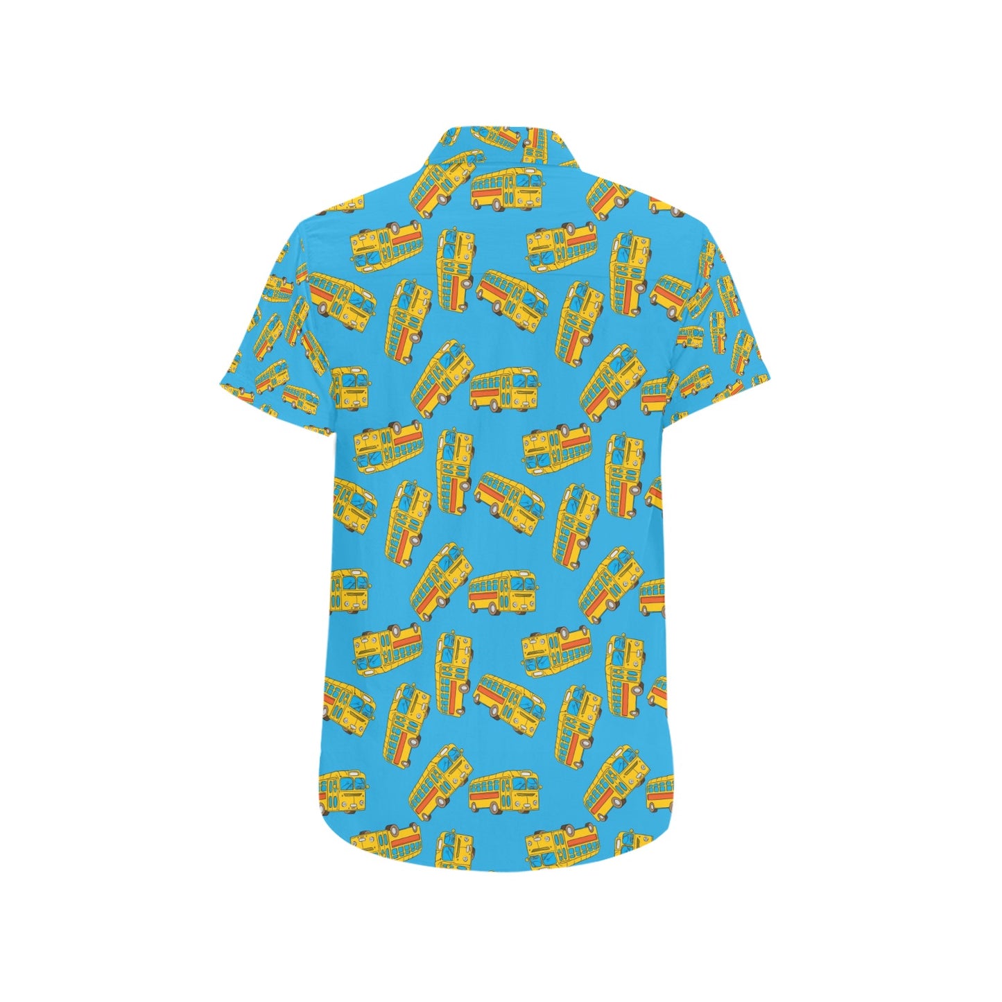 School Bus Print Design LKS302 Men Short Sleeve Button Up Shirt