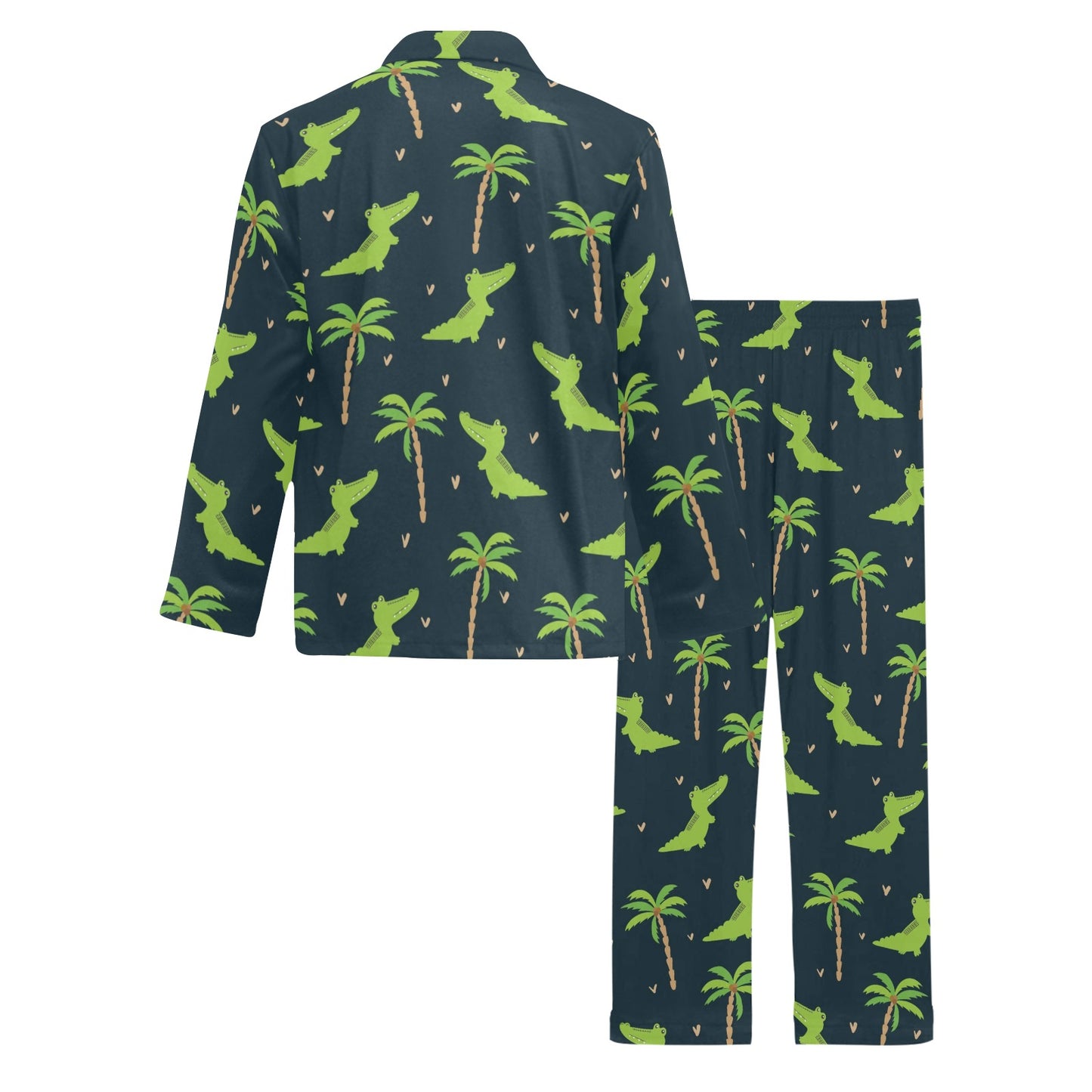 Alligator Pattern Print Design 02 Men's Long Pajama Set