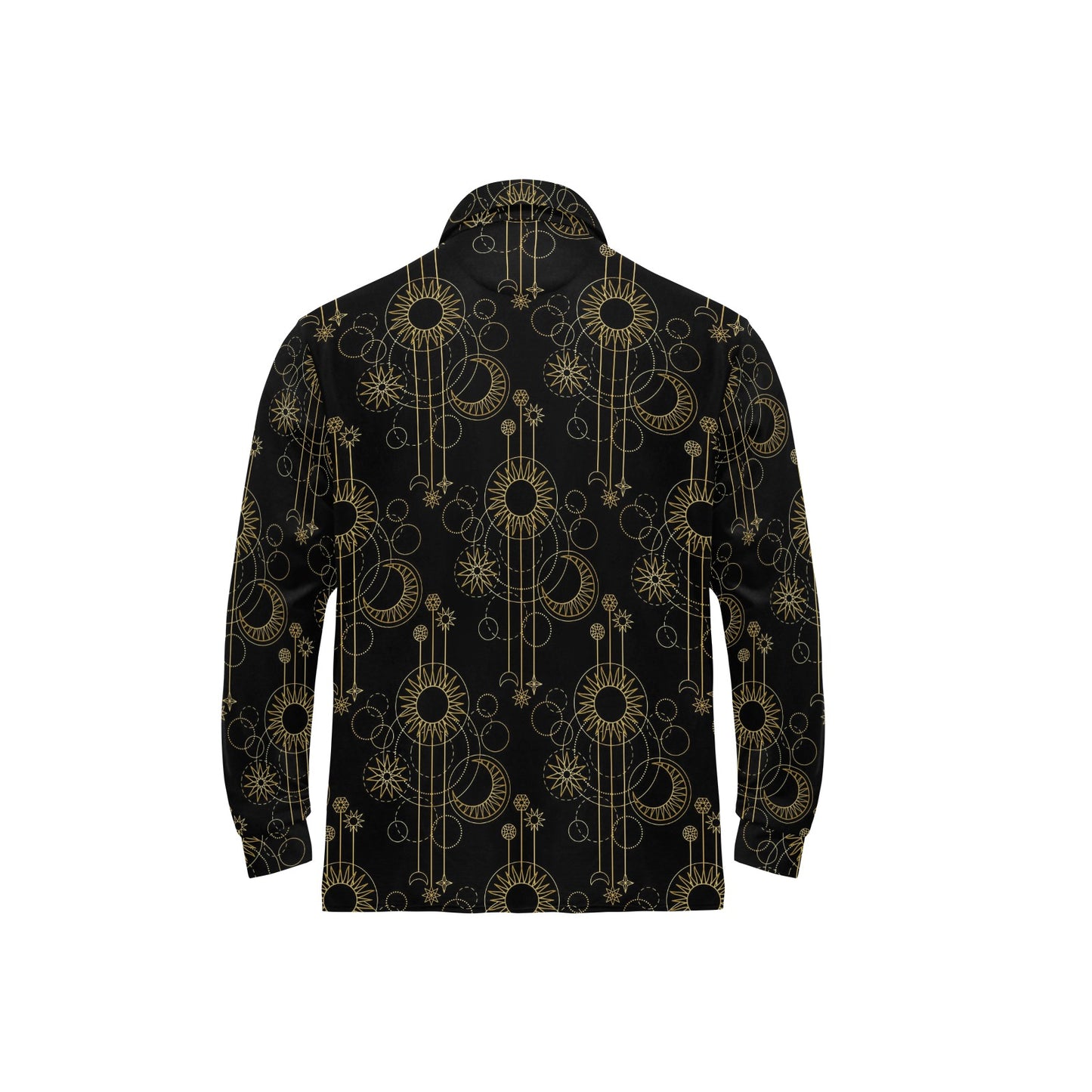 Moon Boho Style Pattern Print Design 01 Long Sleeve Polo Shirt For Men's