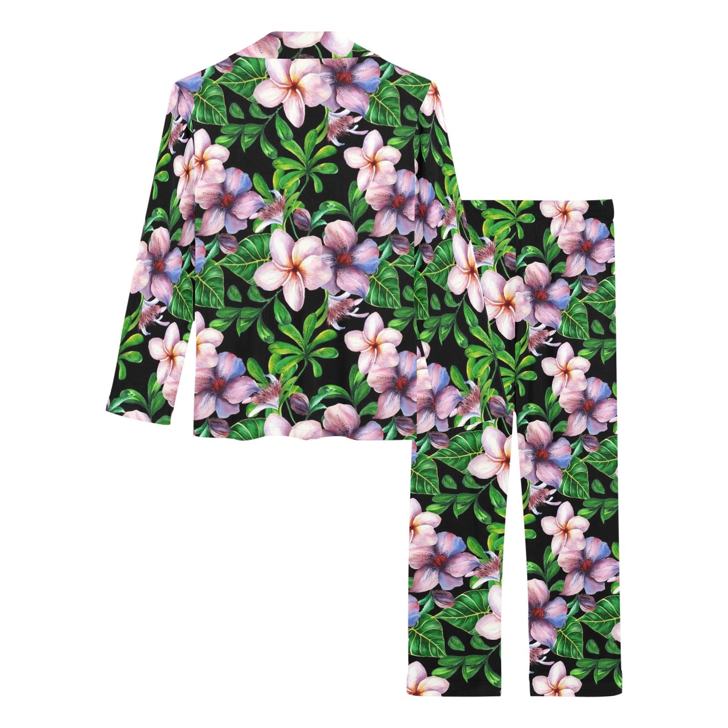 Plumeria Pattern Print Design PM01 Women's Long Pajama Set