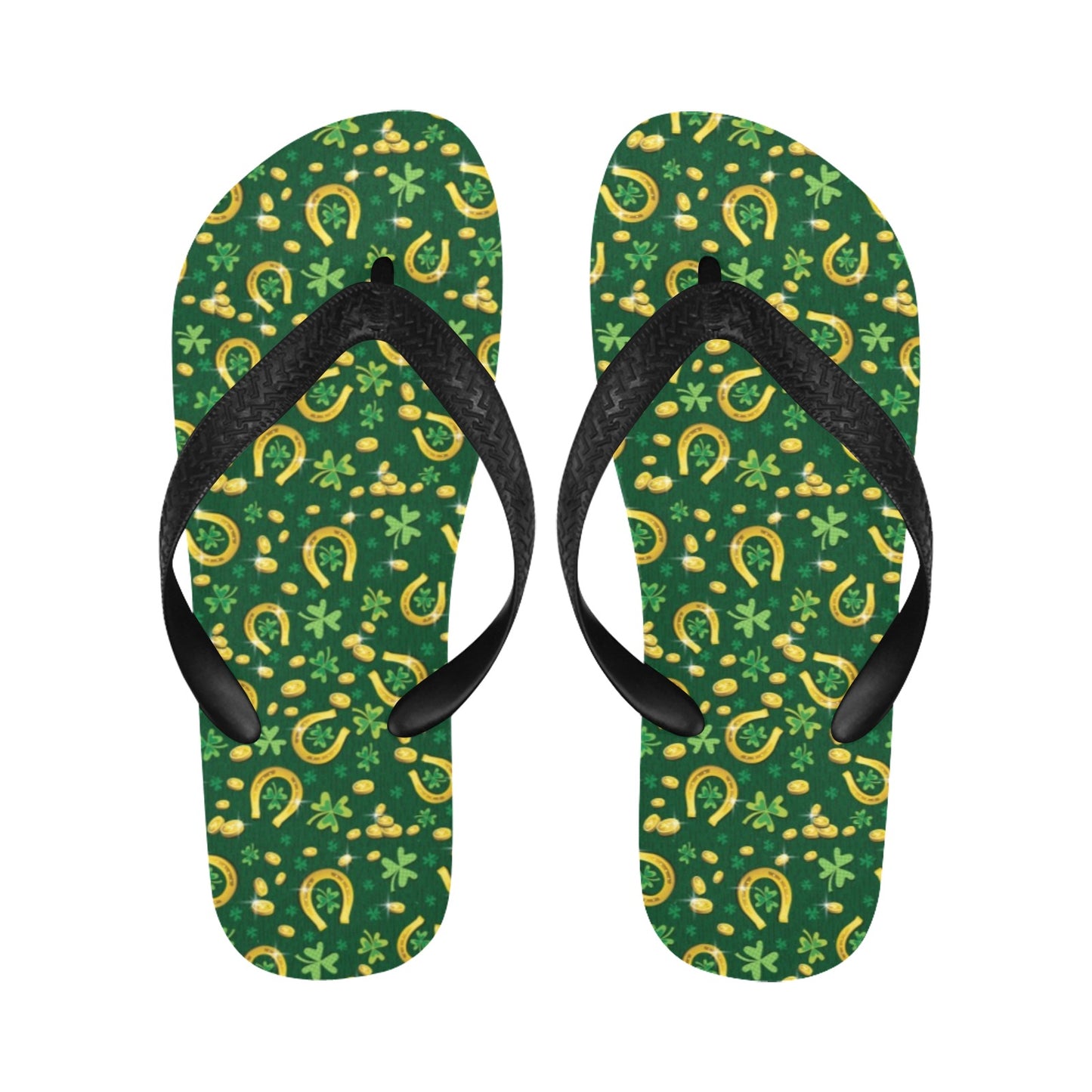 Shamrock Horse Shoes Saint Patrick's Day Print Design LKS307 Flip Flops