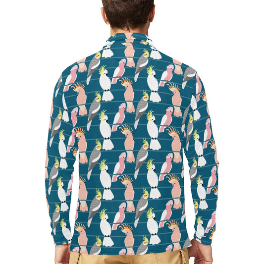 Cockatoo Print Design LKS401 Long Sleeve Polo Shirt For Men's
