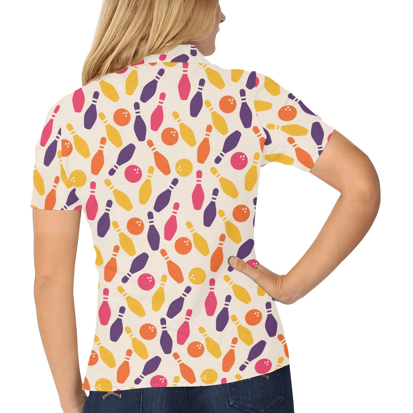 Bowling Pattern Print Design 06 Women's Polo Shirt