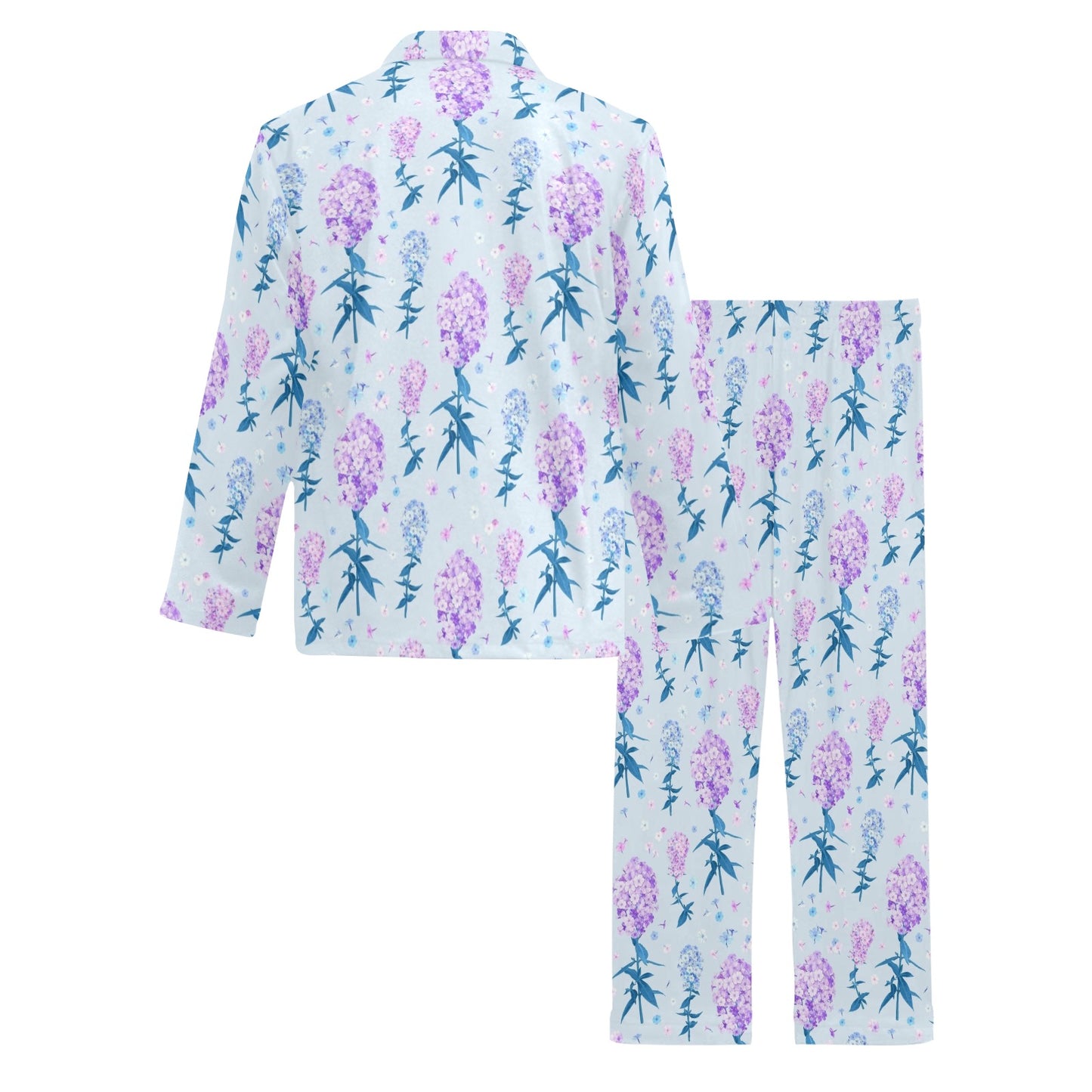 Lilac Pattern Print Design LI05 Men's Long Pajama Set