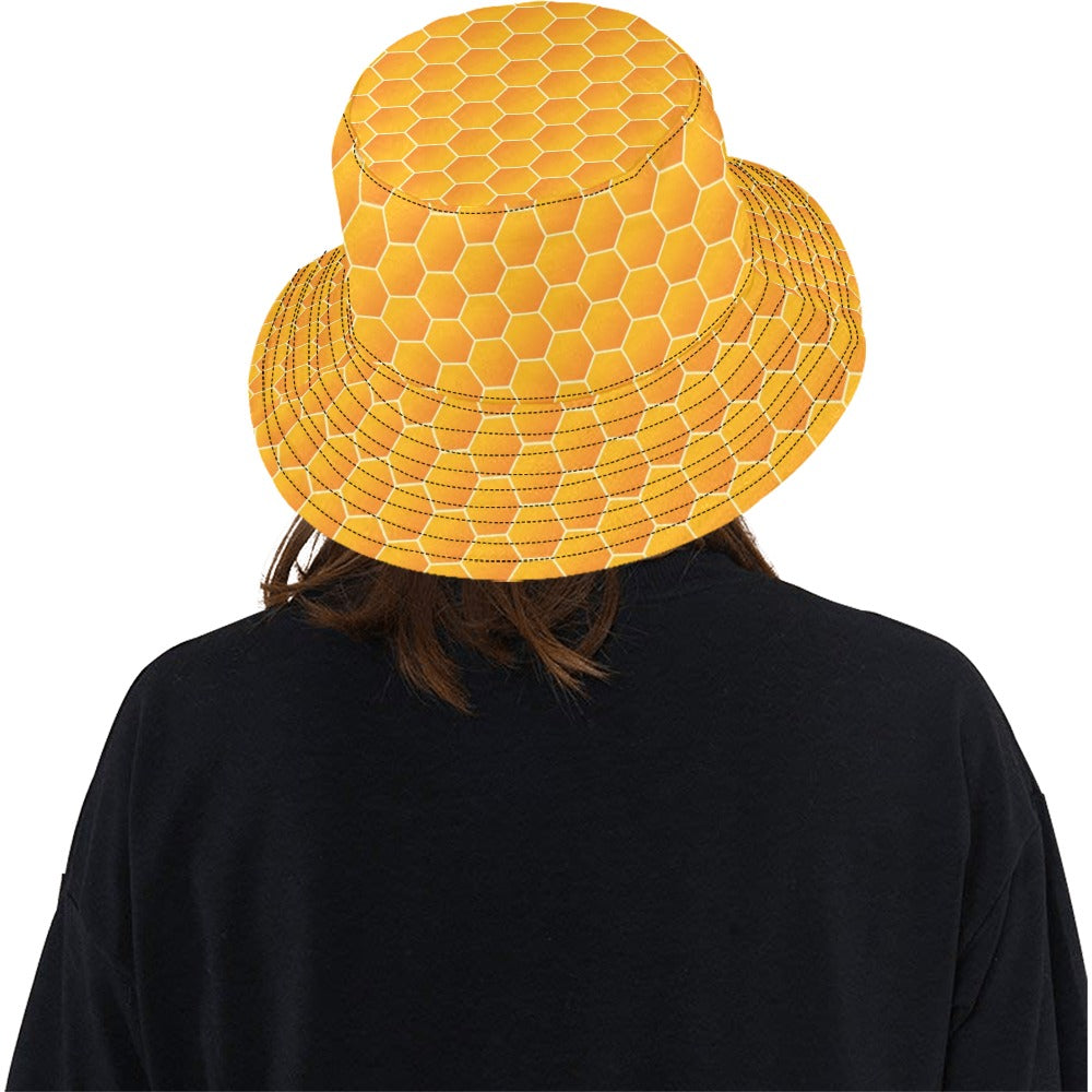 Honey Bee Honeycomb Print Design LKS3011 Unisex Bucket Hat