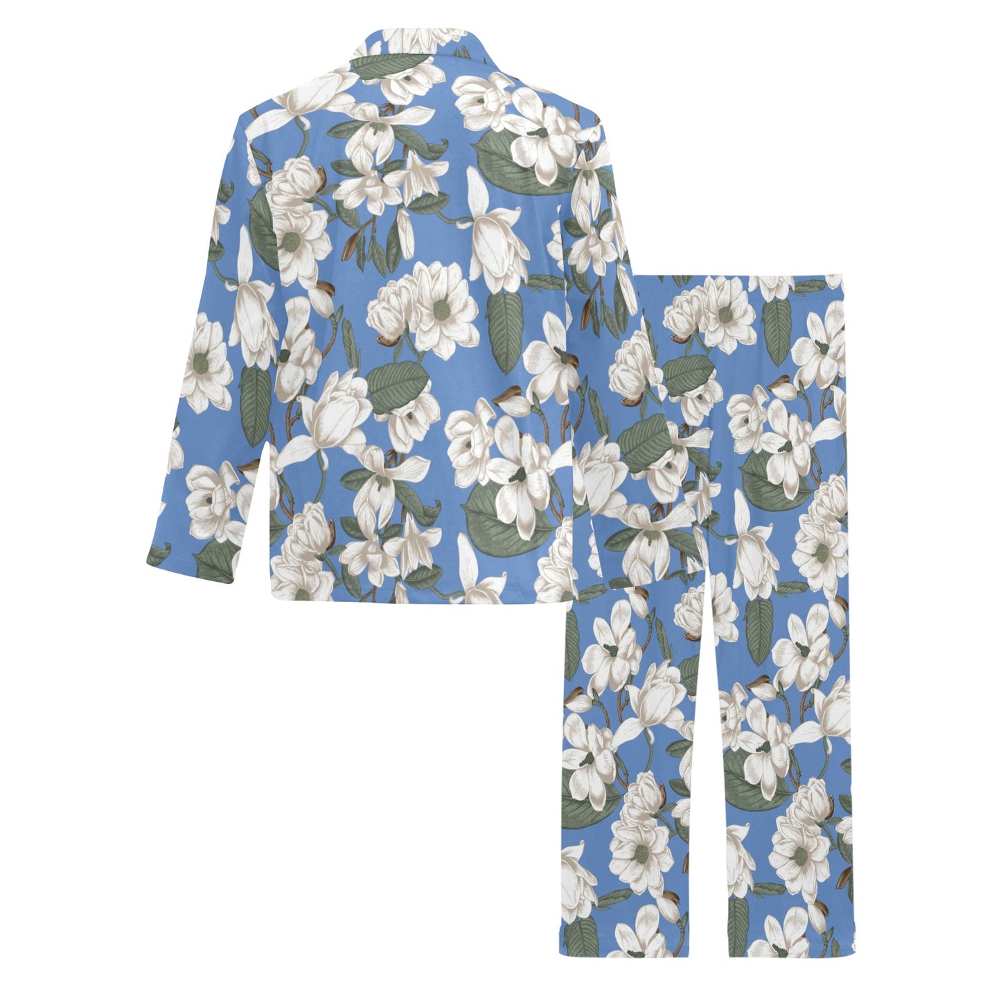 Magnolia Pattern Print Design 01 Men's Long Pajama Set