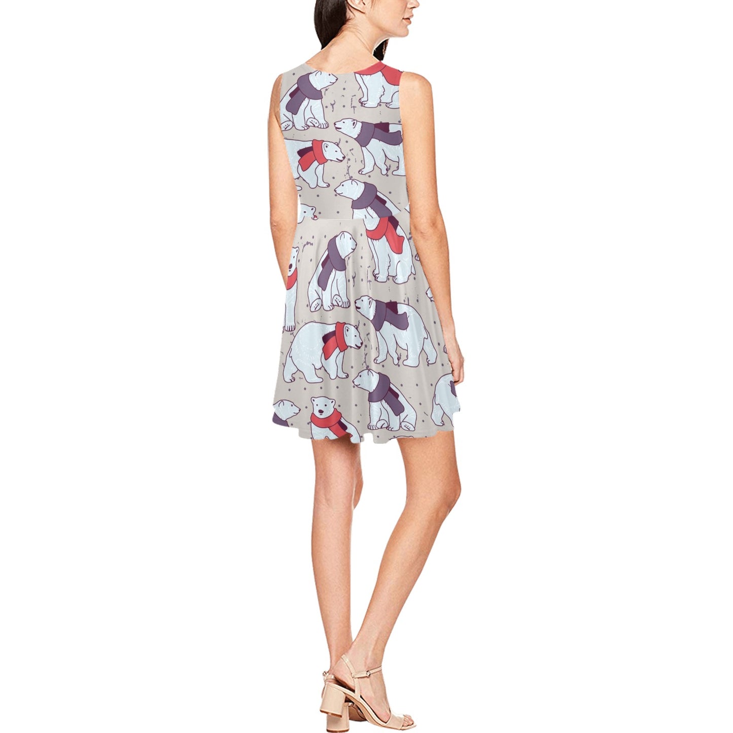 Polar Bear Pattern Print Design PB04 Sleeveless Dress
