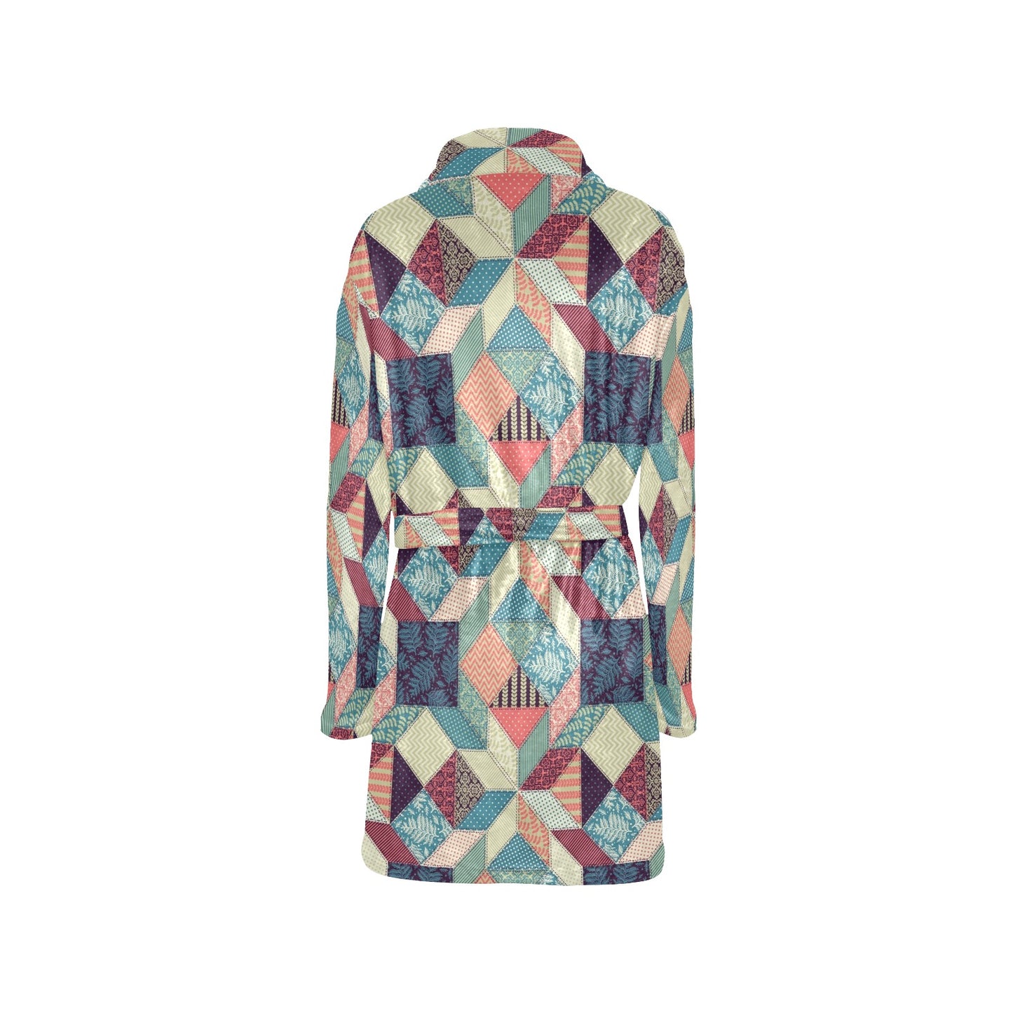 Patchwork Pattern Print Design 02 Women's Fleece Robe