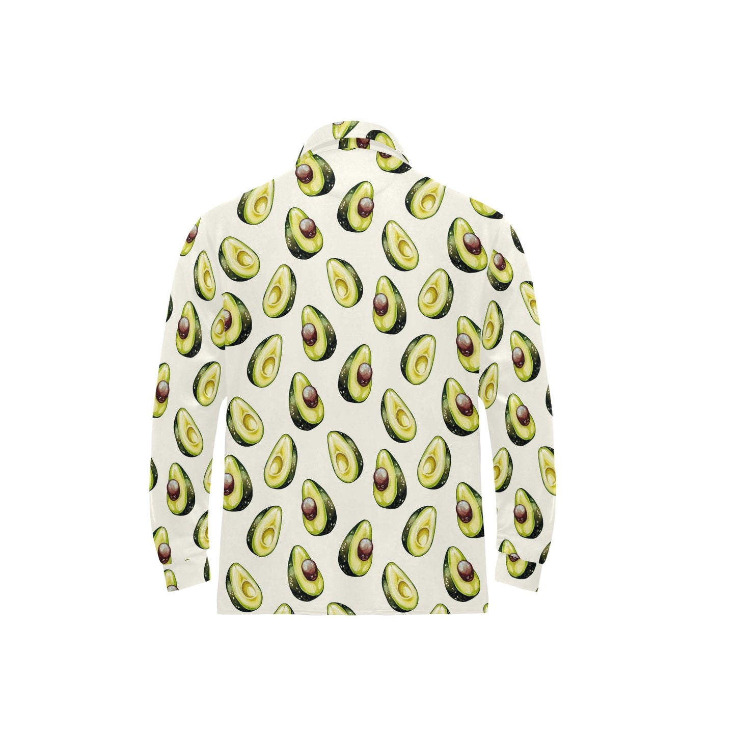 Avocado Pattern Print Design 01 Long Sleeve Polo Shirt For Men's