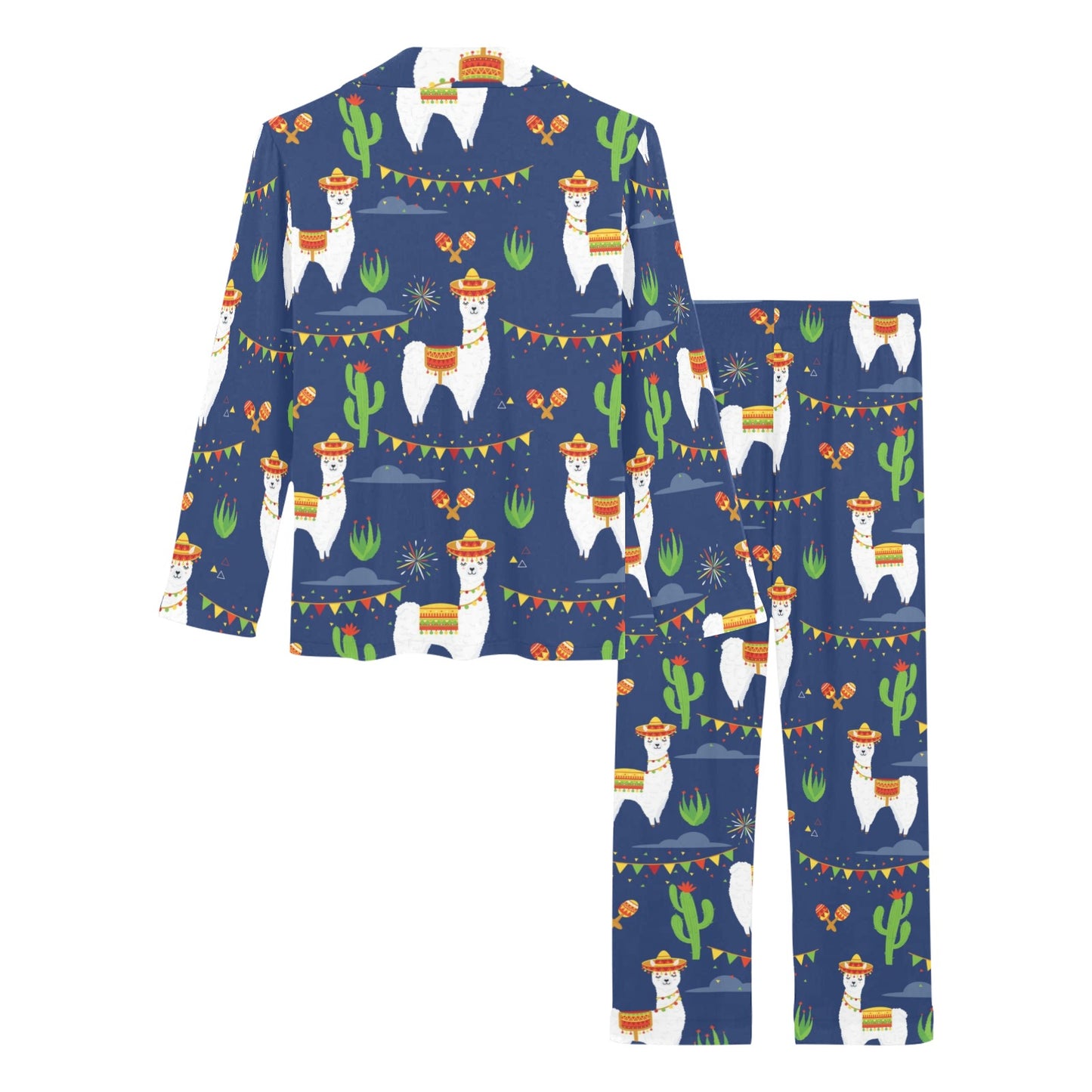 Llama Cactus Pattern Print Design 05 Women's Long Pajama Set