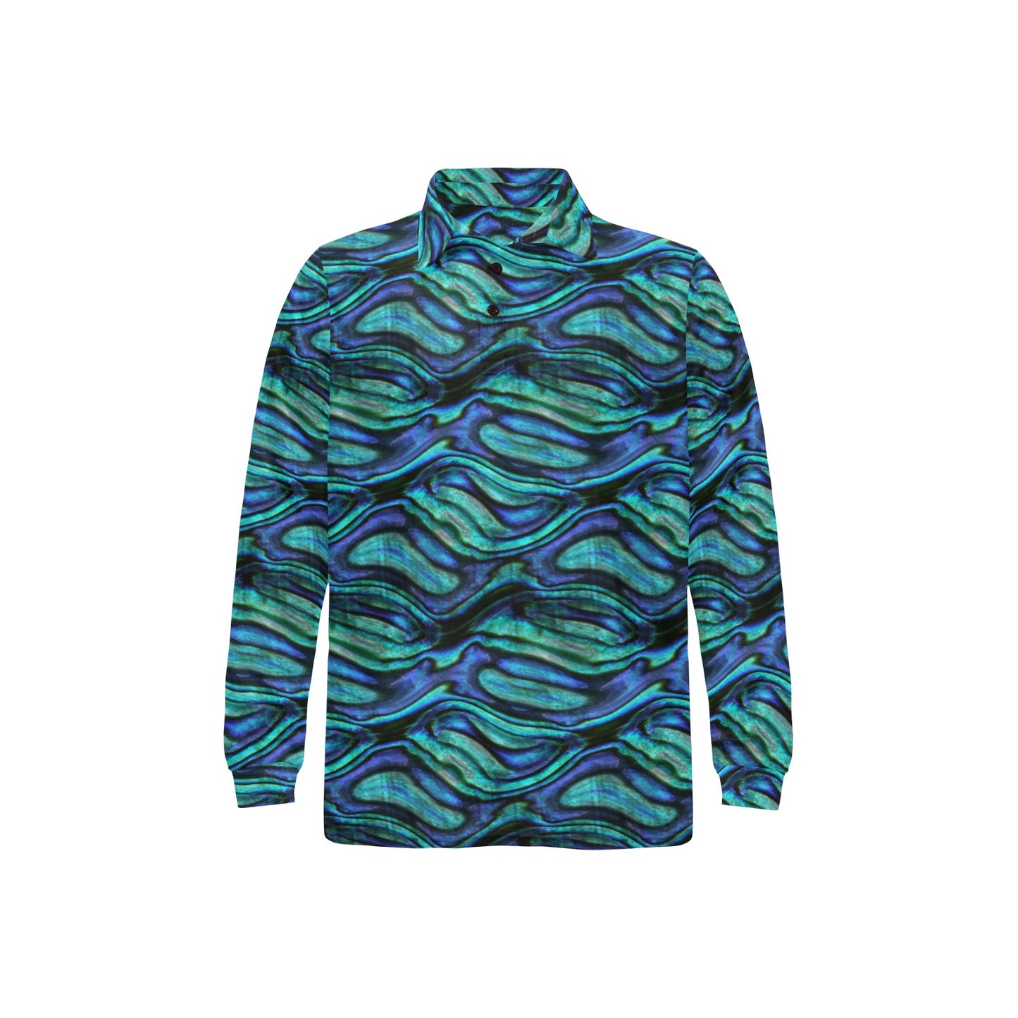 Abalone Pattern Print Design 02 Long Sleeve Polo Shirt For Men's