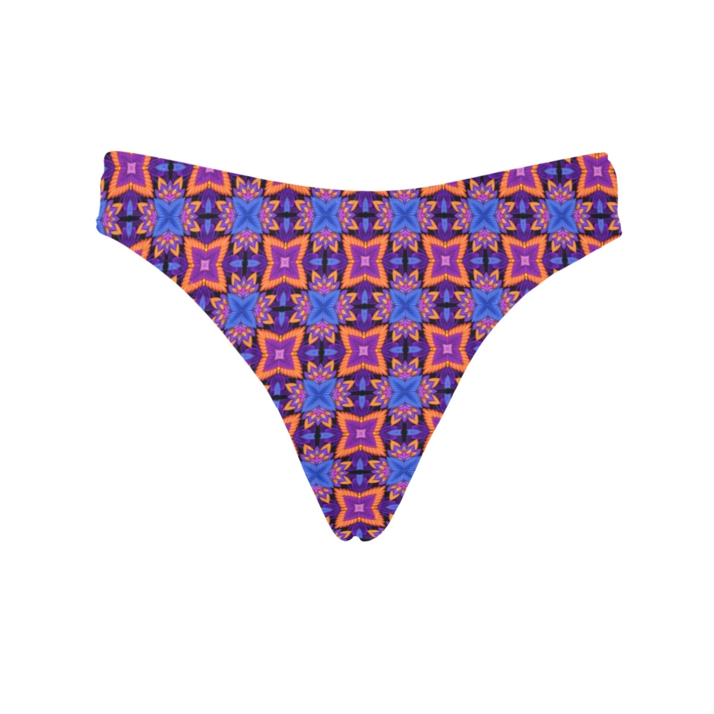 kaleidoscope Purple Orange Print Design Women's Thongs