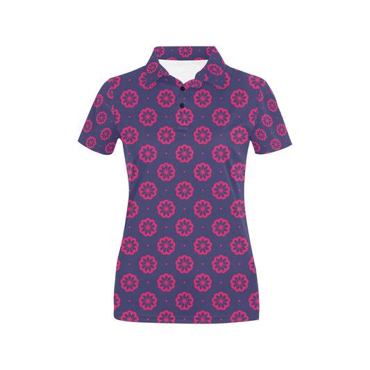 Water Lily Print Design LKS301 Women's Polo Shirt