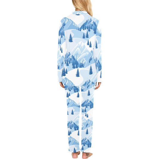 Mountain Pattern Print Design 03 Women's Long Pajama Set