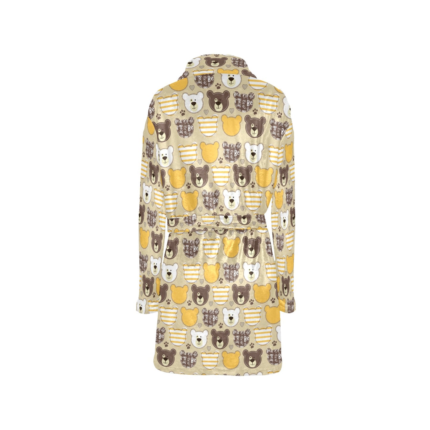 Bear PatchworkPattern Print Design 01 Women's Fleece Robe