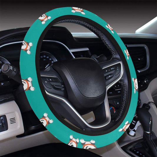 Siberian Huskies Print Design LKS304 Steering Wheel Cover with Elastic Edge