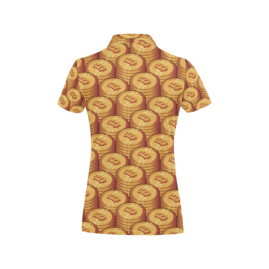 Bitcoin Pattern Print Design 02 Women's Polo Shirt
