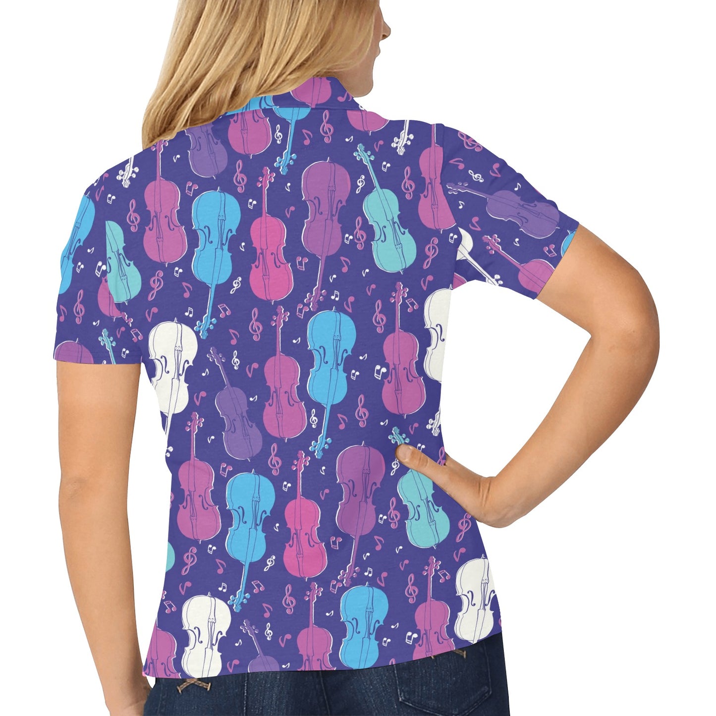 Cello Pattern Print Design 01 Women's Polo Shirt
