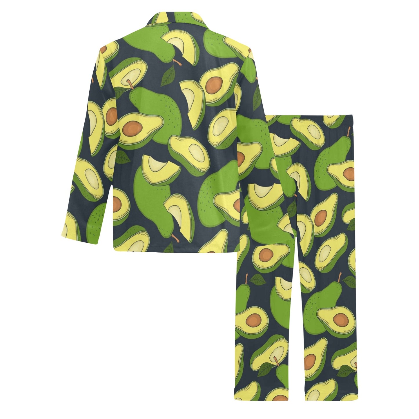 Avocado Pattern Print Design AC013 Men's Long Pajama Set