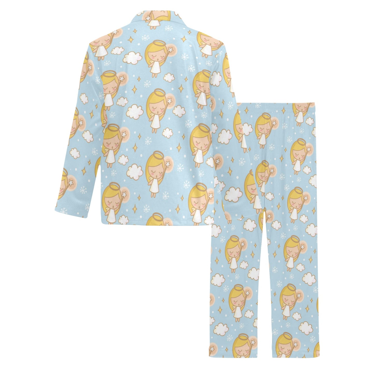 Angel Pattern Print Design 05 Men's Long Pajama Set