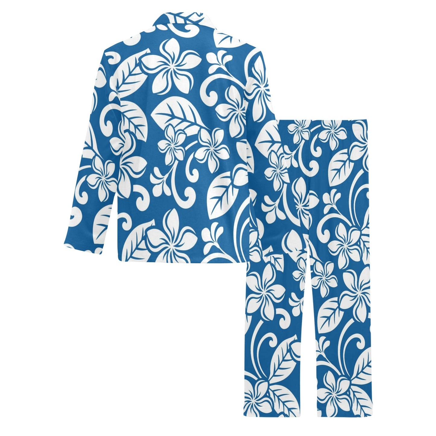 Plumeria Pattern Print Design PM013 Men's Long Pajama Set