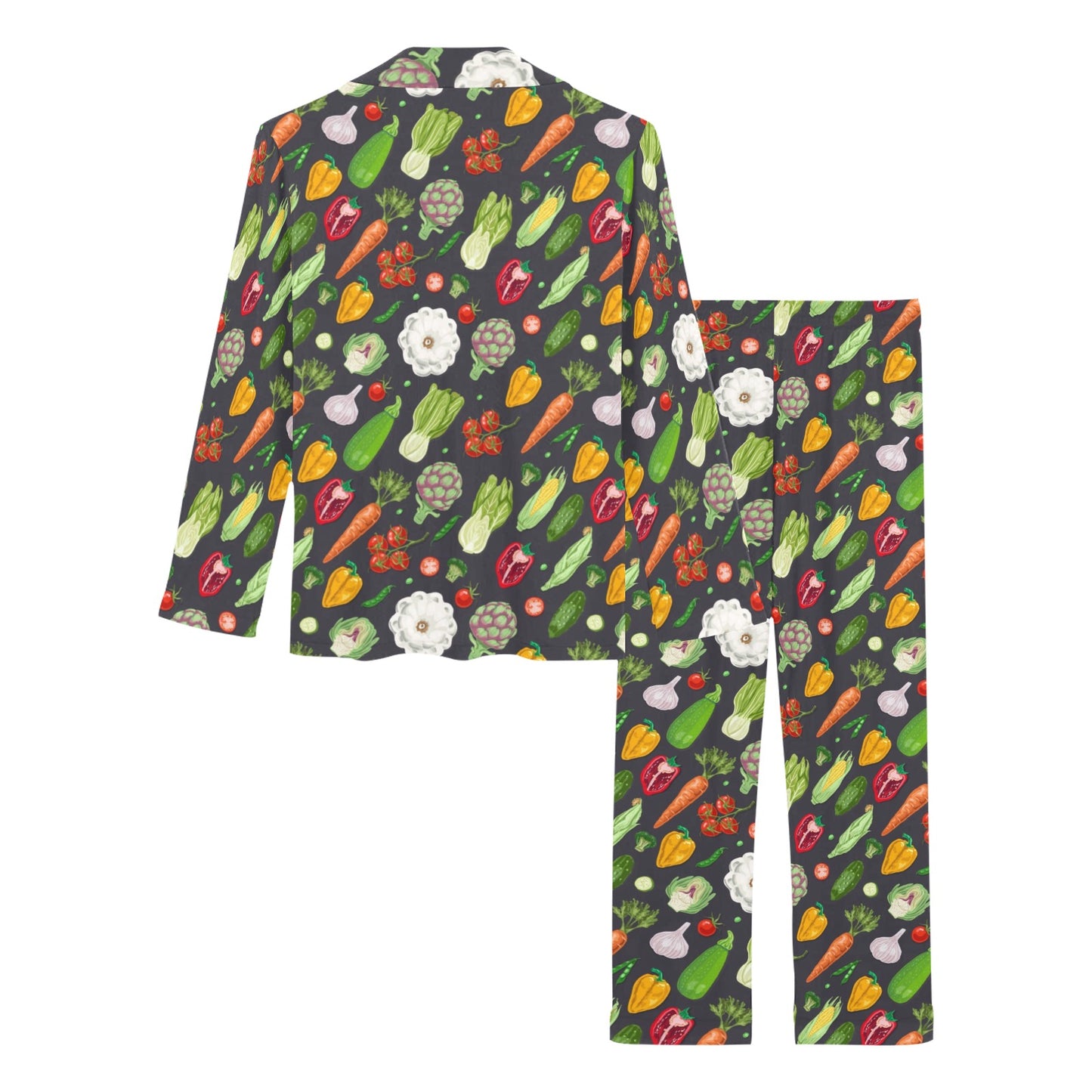 Vegan Pattern Themed Design Print Women's Long Pajama Set