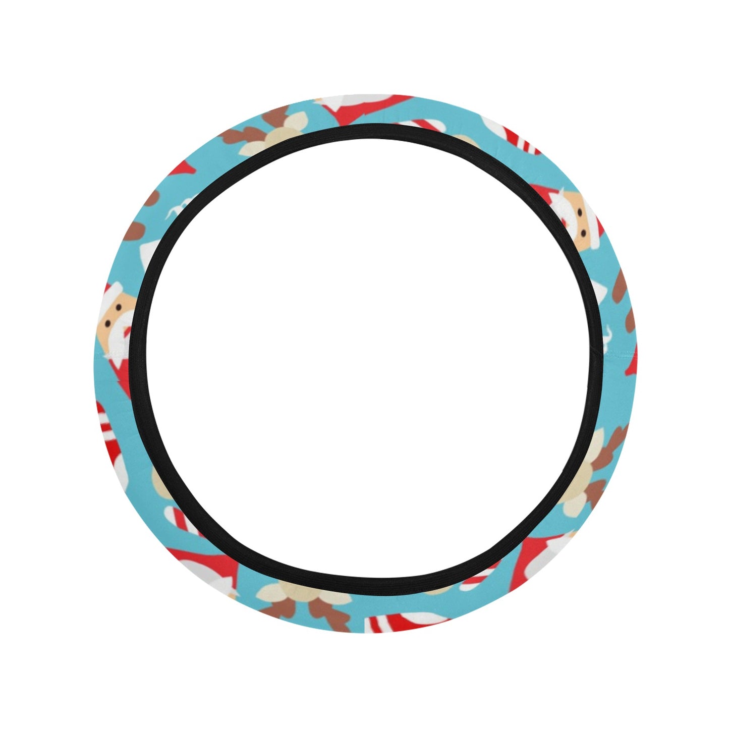Santa Christmas Themed Print Design LKS306 Steering Wheel Cover with Elastic Edge
