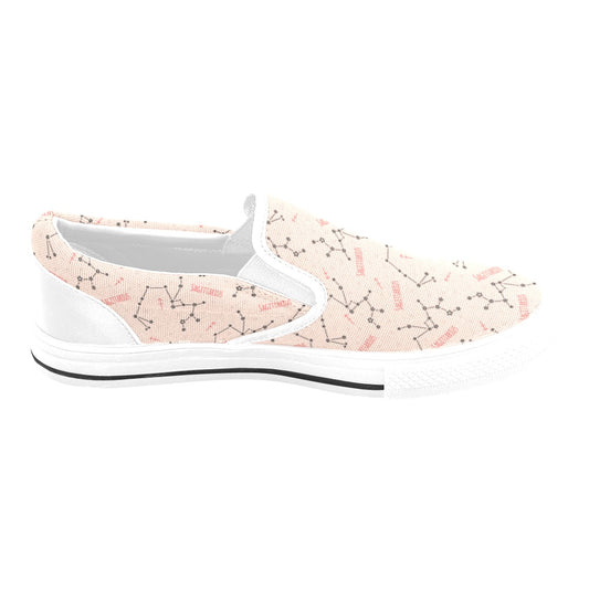 Sagittarius Star Print Design LKS302 White Slip Ons Canvas Women's Shoes