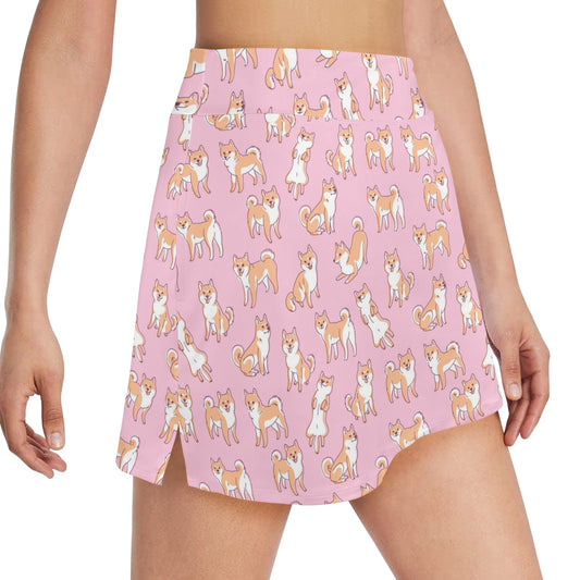 Shiba Inu Print Design LKS303 17" Golf & Pickleball Skort with Pockets
