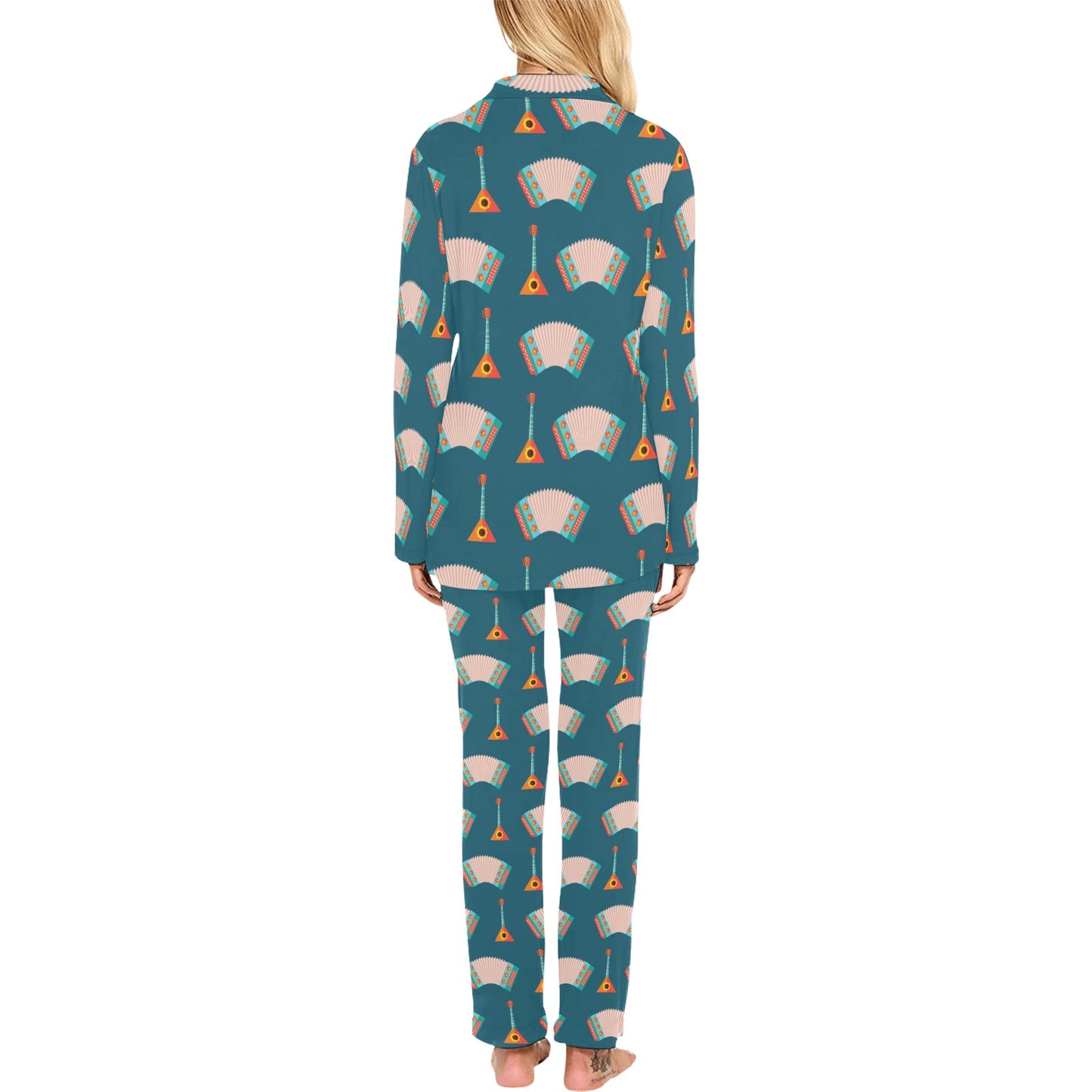 Accordion Print Design LKS402 Women's Long Pajama Set