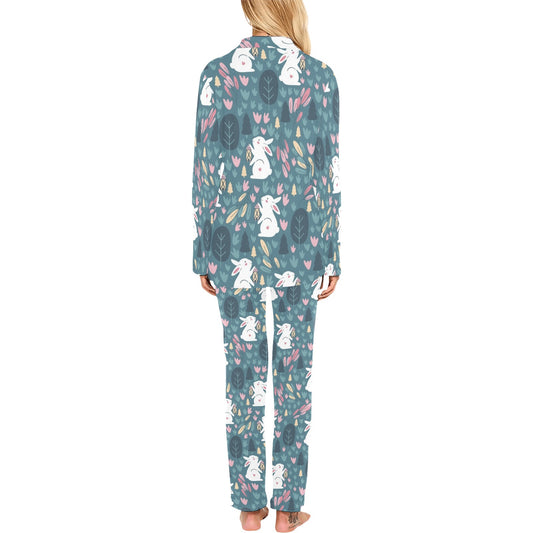 Rabbit Pattern Print Design RB013 Women's Long Pajama Set