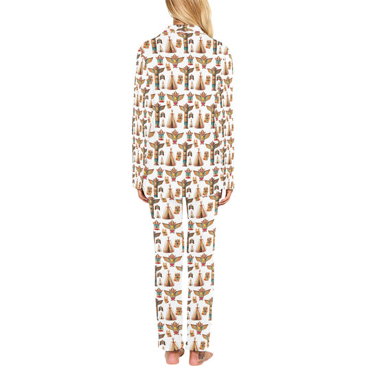 Totem Native Print Design LKS303 Women's Long Pajama Set