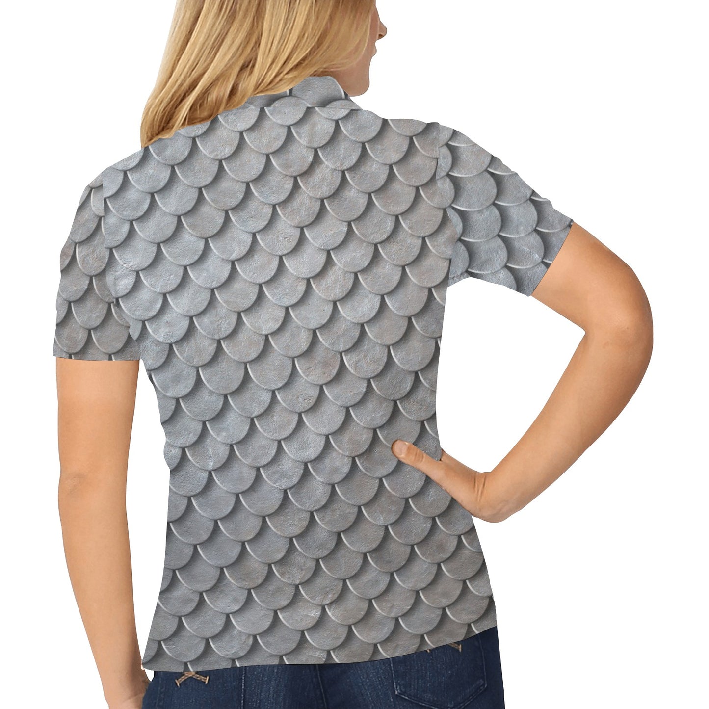 Armor Scales Pattern Print Design 03 Women's Polo Shirt