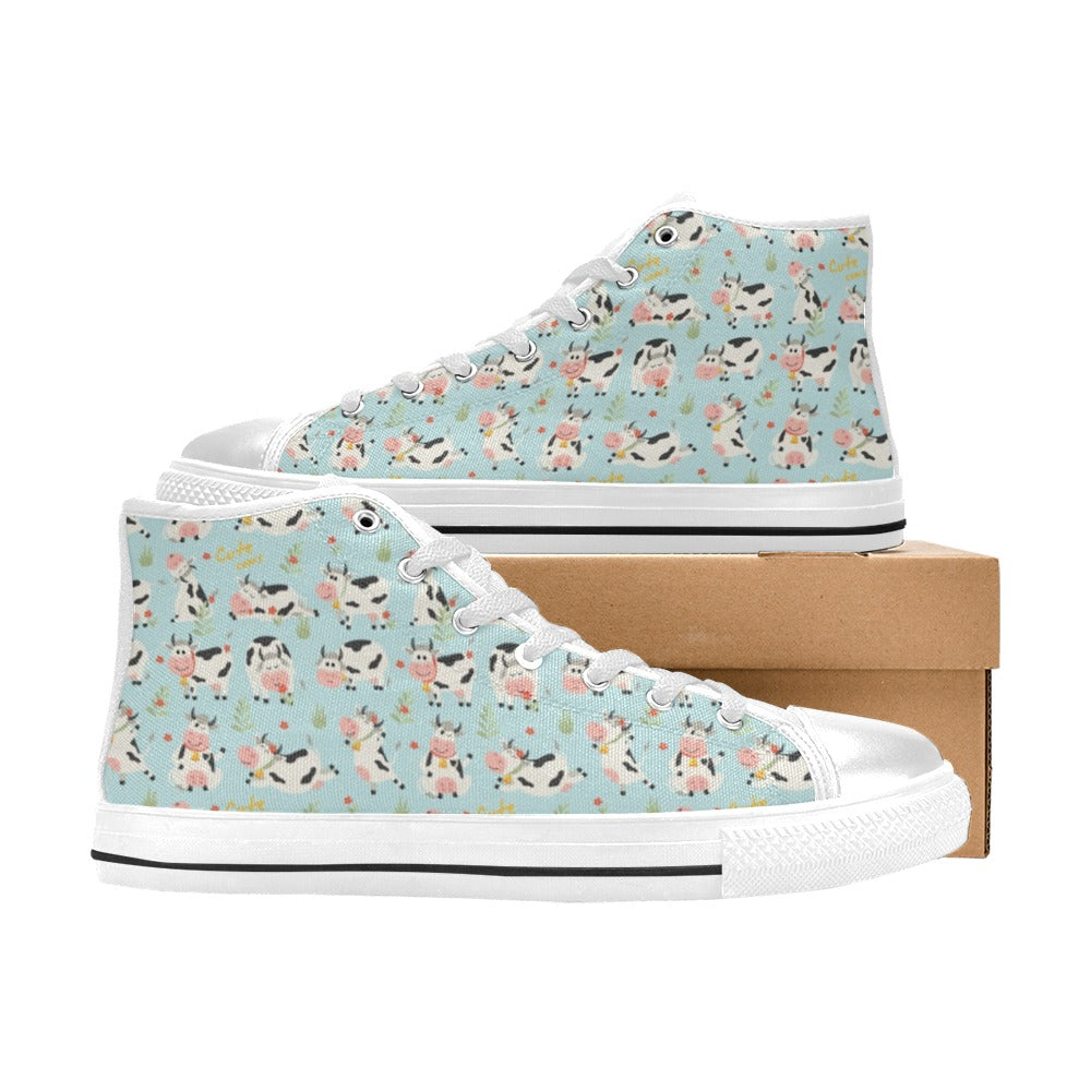 Cattle Print Design LKS403 Men's High Top Canvas Shoes