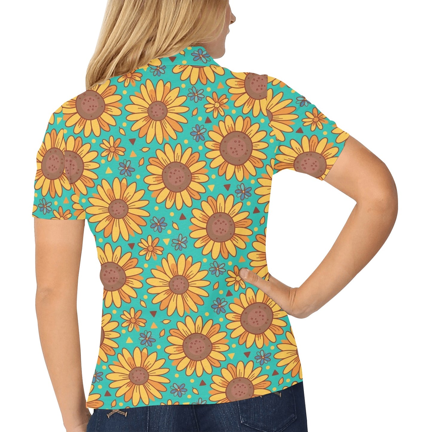 Sunflower Pattern Print Design SF013 Women's Polo Shirt