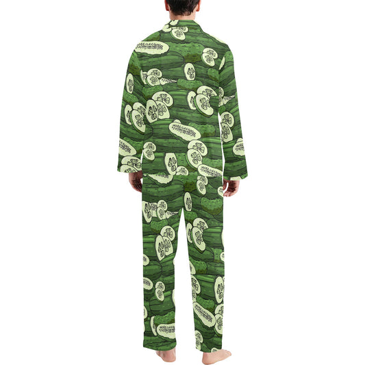 Cucumber Pattern Print Design CC01 Men's Long Pajama Set
